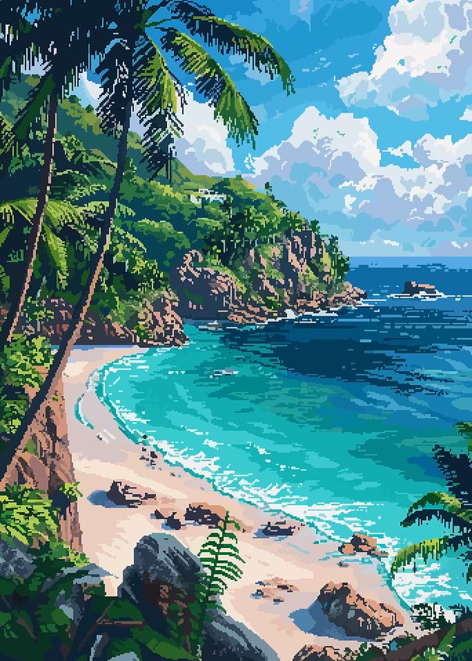 Caribbean Beach Pixel Art