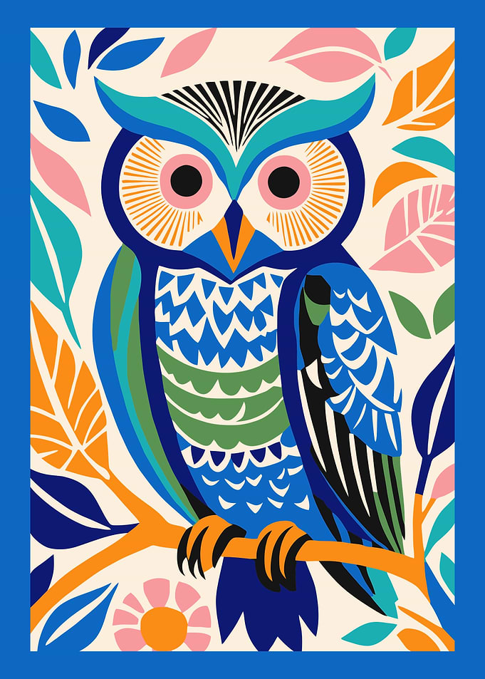 Blue Wild Cute Owl