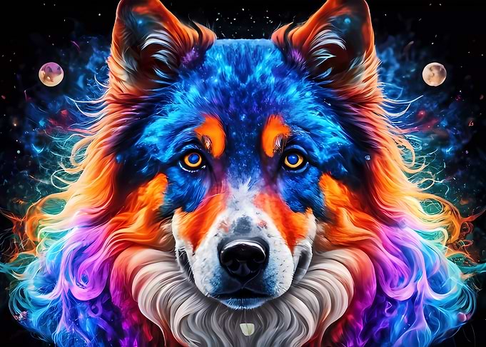Dog retriever Colorful