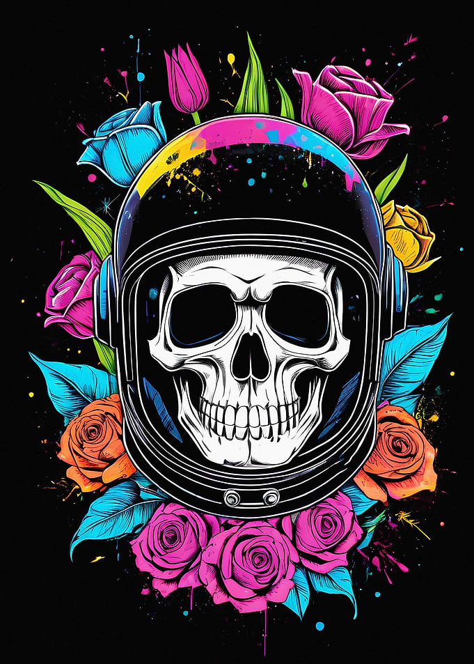 Astronaut Skull Painting