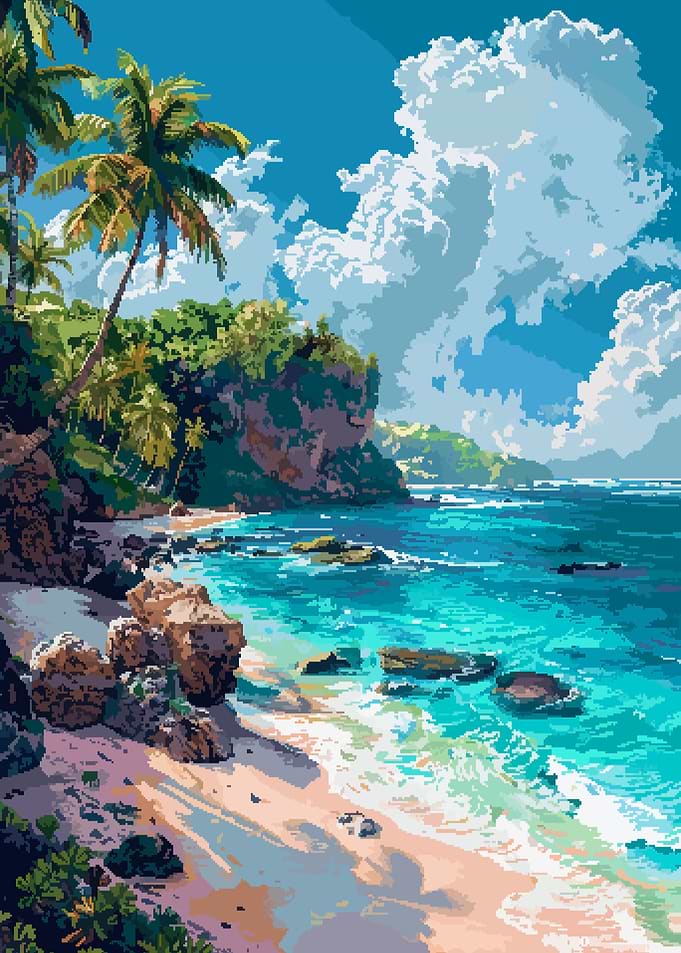 Caribbean Beach Pixel Art