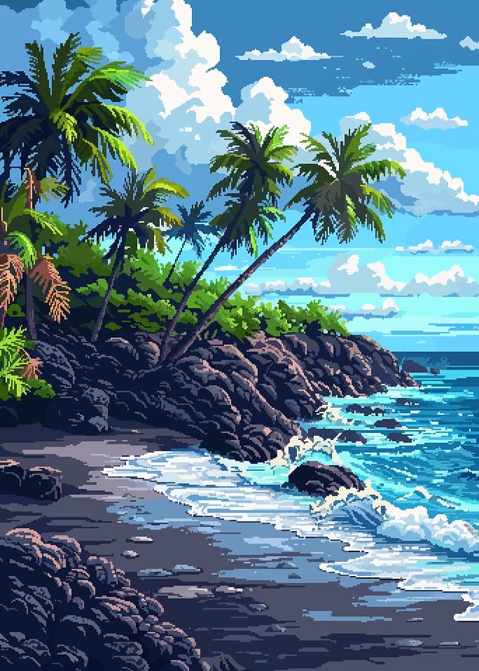 Caribbean Beach Pixel Art
