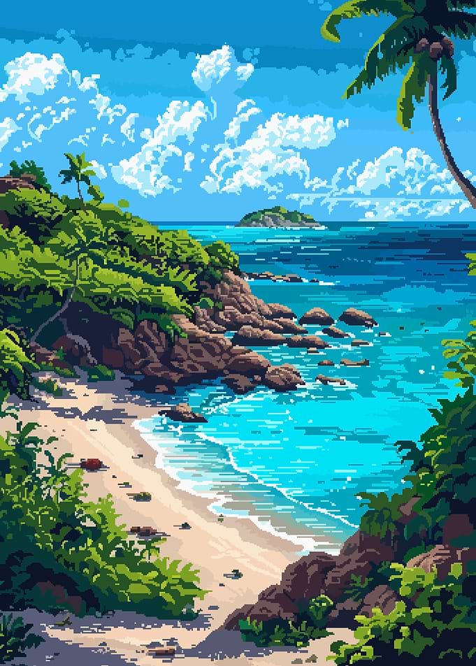 Caribbean Beach Pixel Art