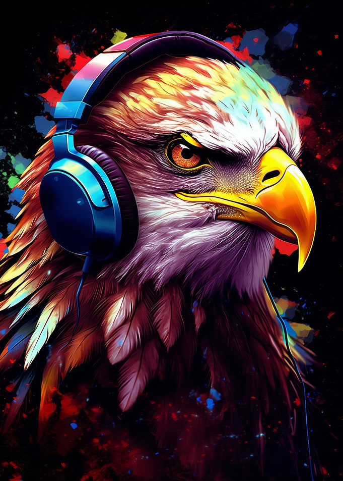Eagle with Headphones