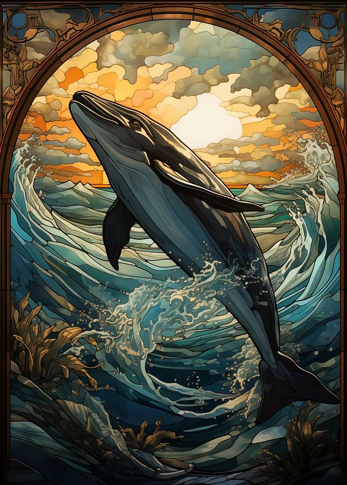 Blue Whale Stained Glass