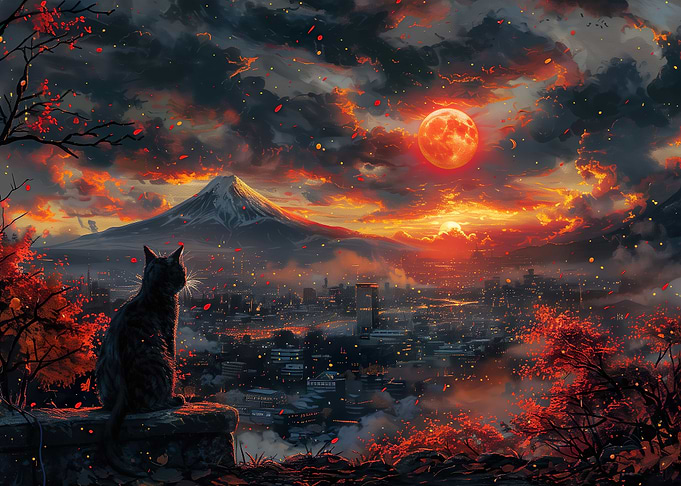 Sunset Paradise Cat