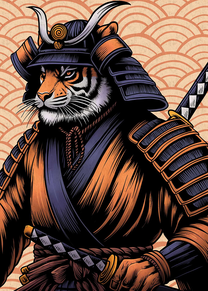 Japanese samurai tiger