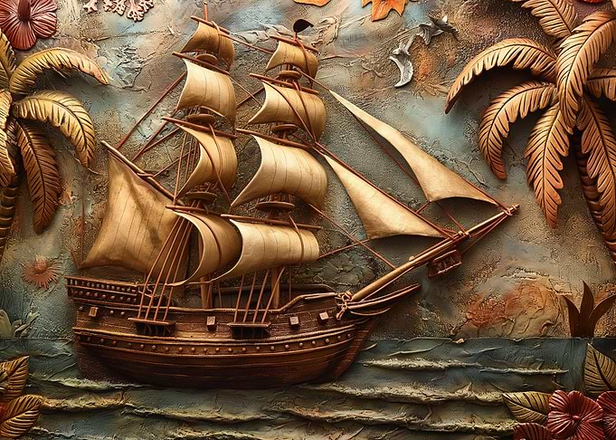Pirate ship wood carver