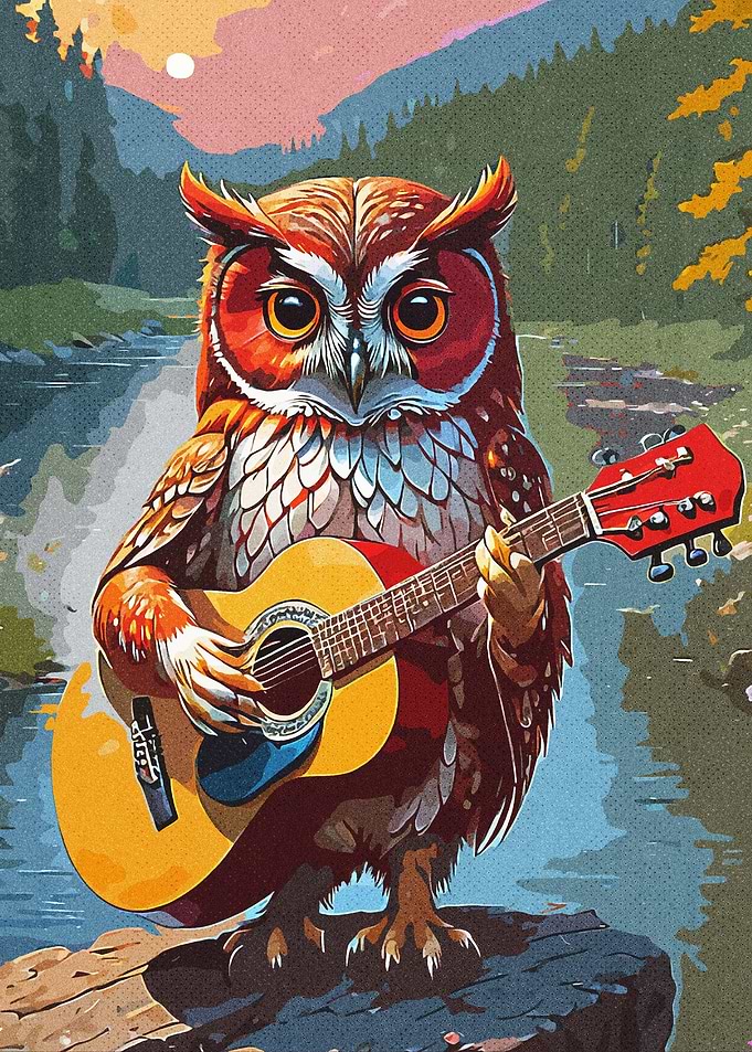 Owl Playing Guitar