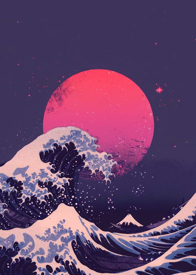 Kanagawa Great Wave Retro