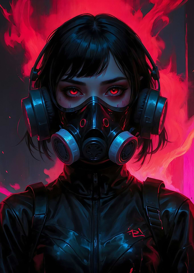 dark cyberpunk gasmask gir