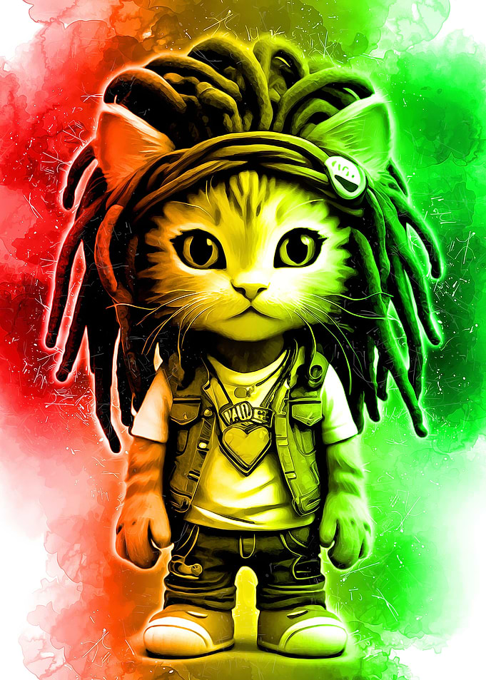 Cute cat with dreadlocks