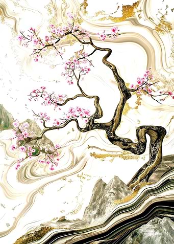 Luxury marble cherry tree