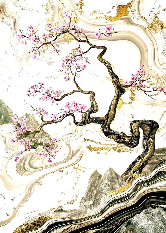 Luxury marble cherry tree
