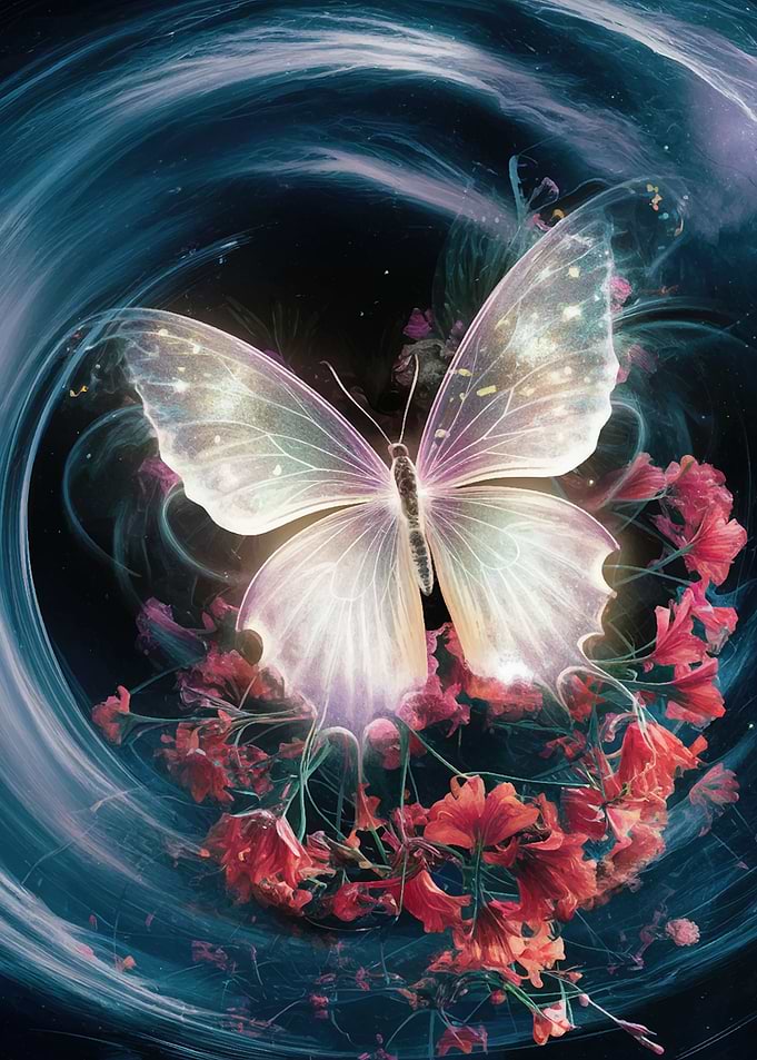 Butterfly and flowers