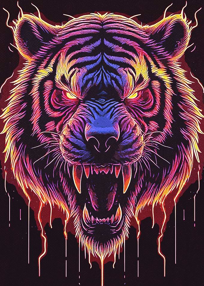 Head Tiger Neon