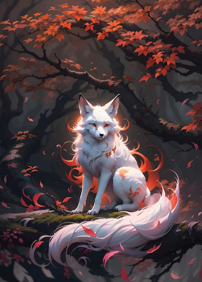 Japanese white Fox Kitsune