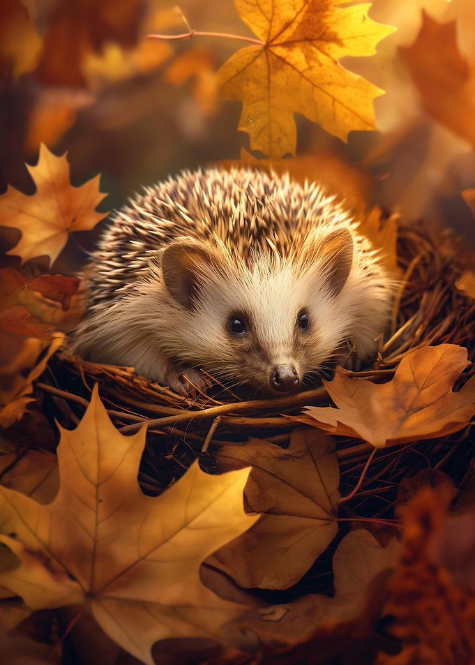Hedgehogs Autumn Nest