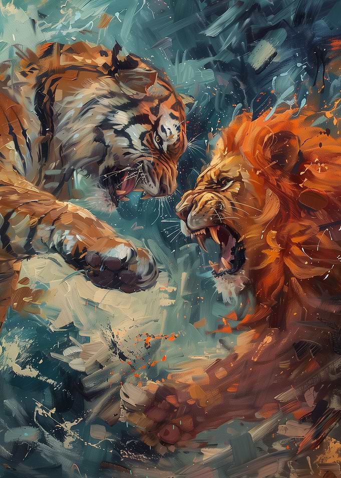 Tiger Lion Abstract Art