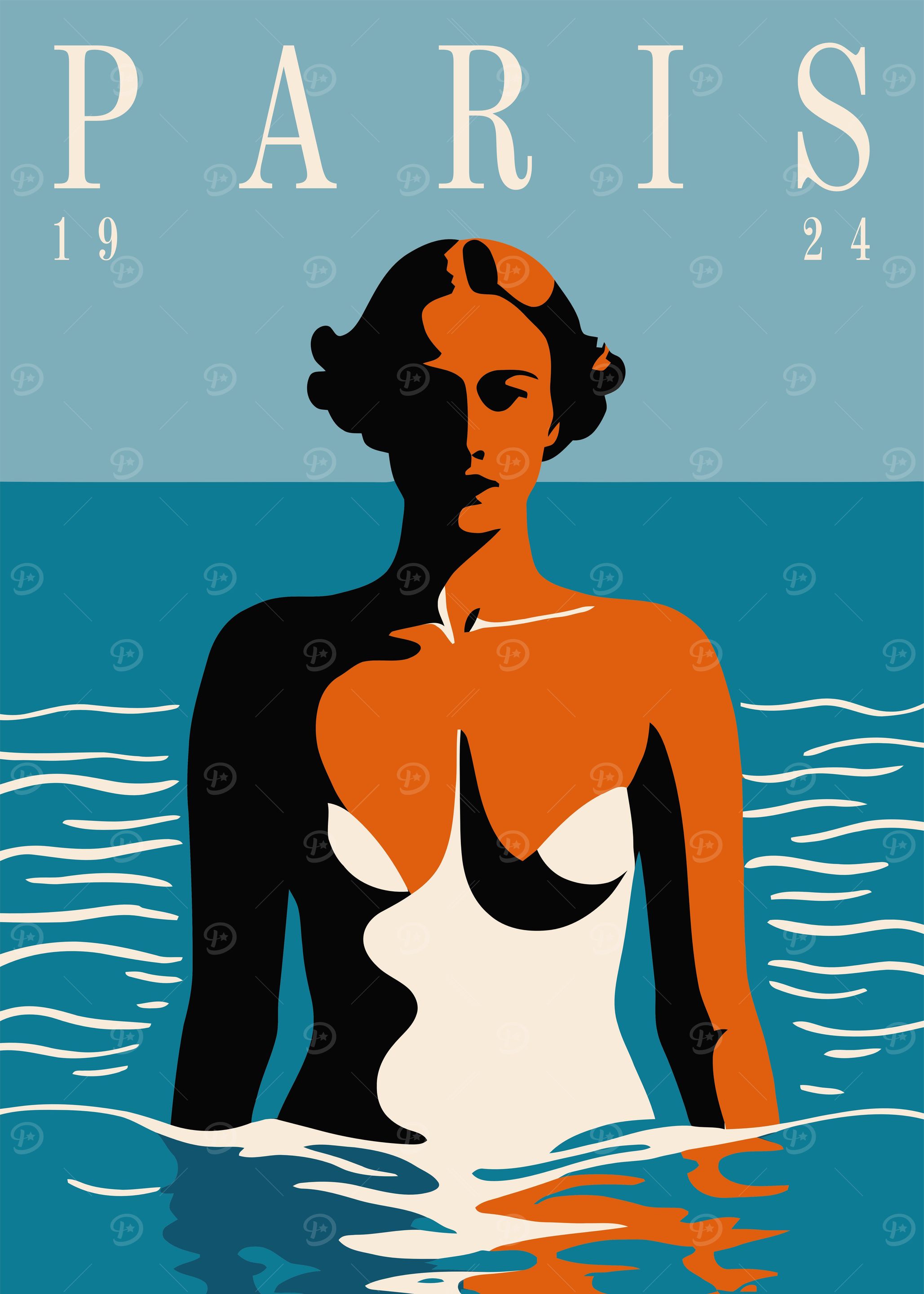 1924 Paris Swimming Poster