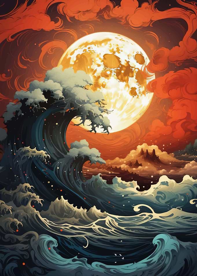 Great Wave Sunset Japan