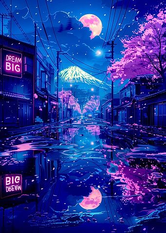 Tokyo anime aesthetic moon