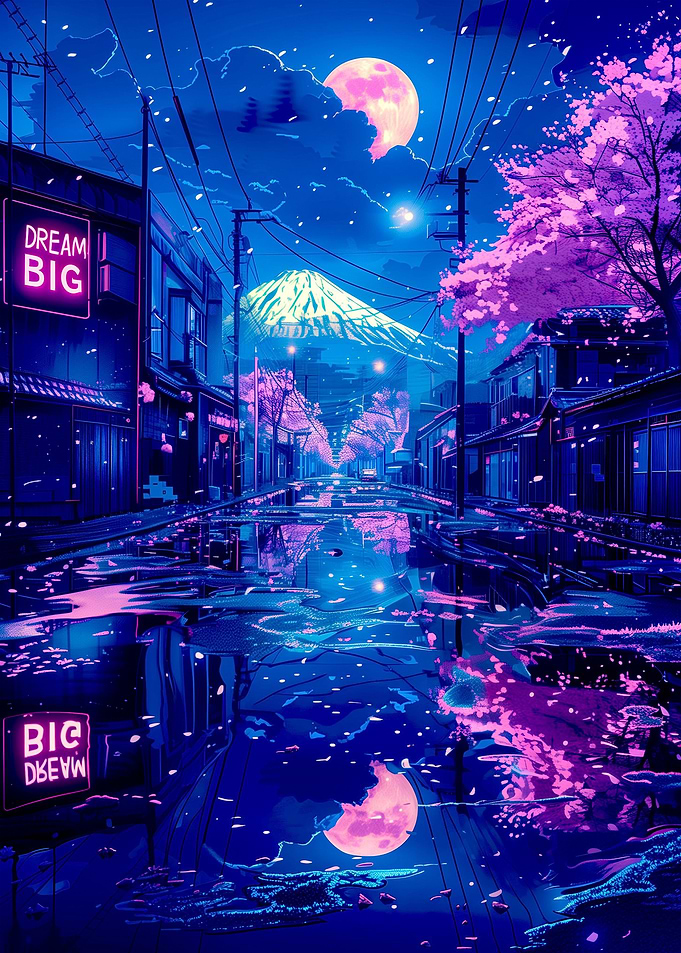 Tokyo anime aesthetic moon