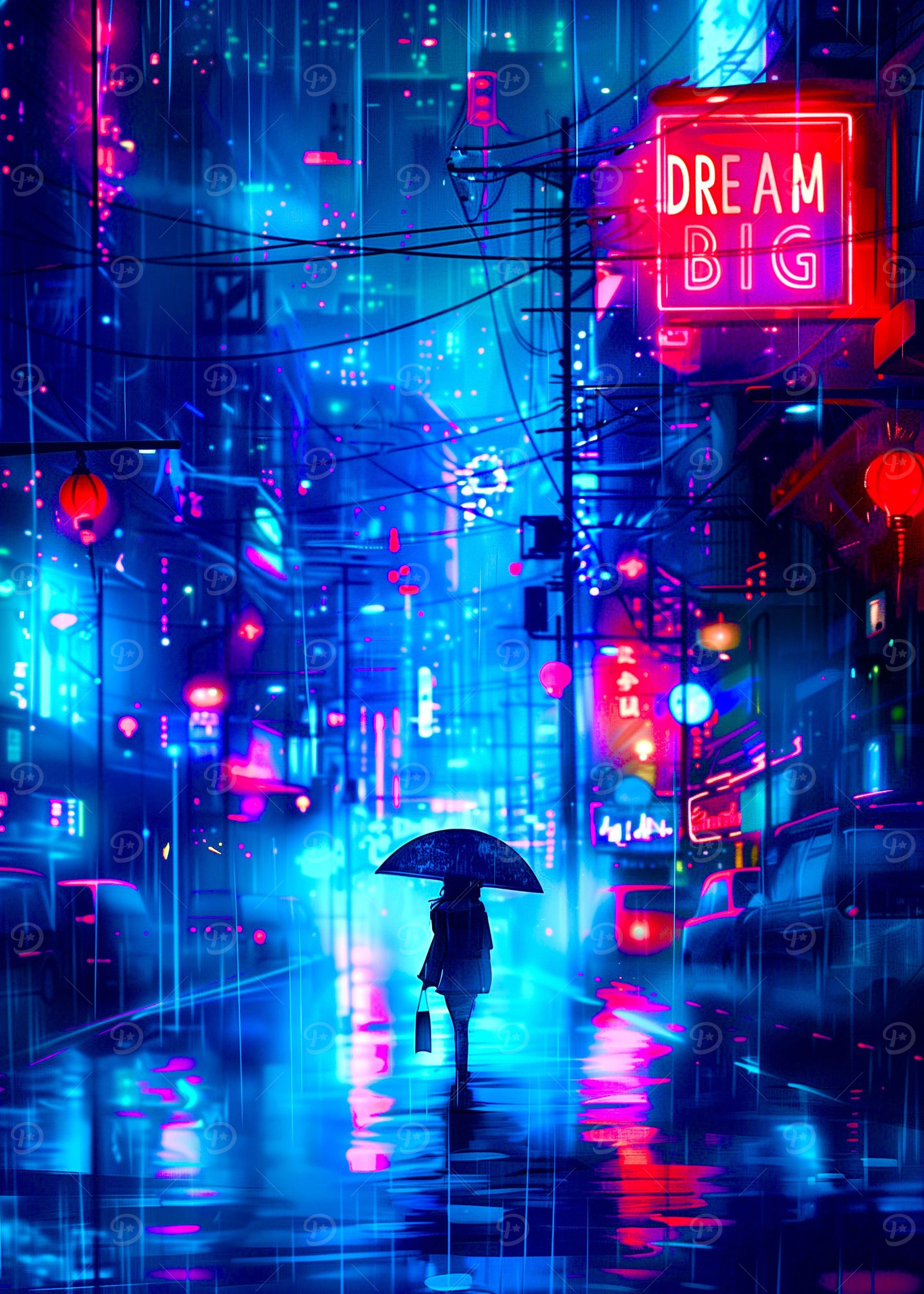Girl in rNeon city art
