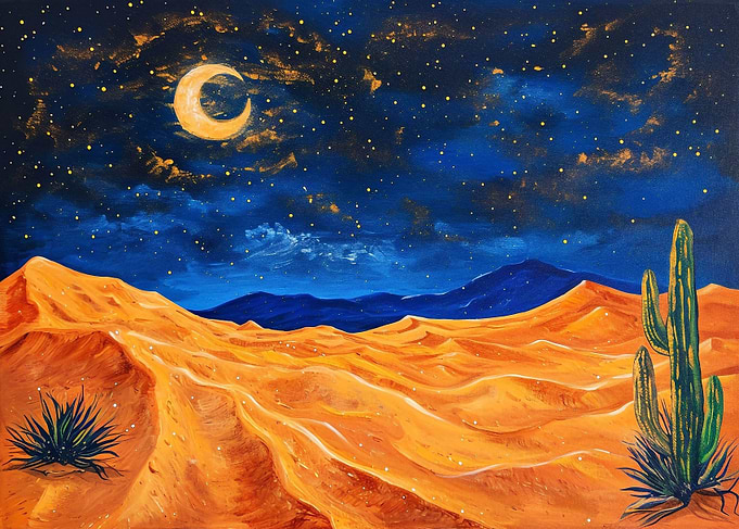 Desert dunes under a starr