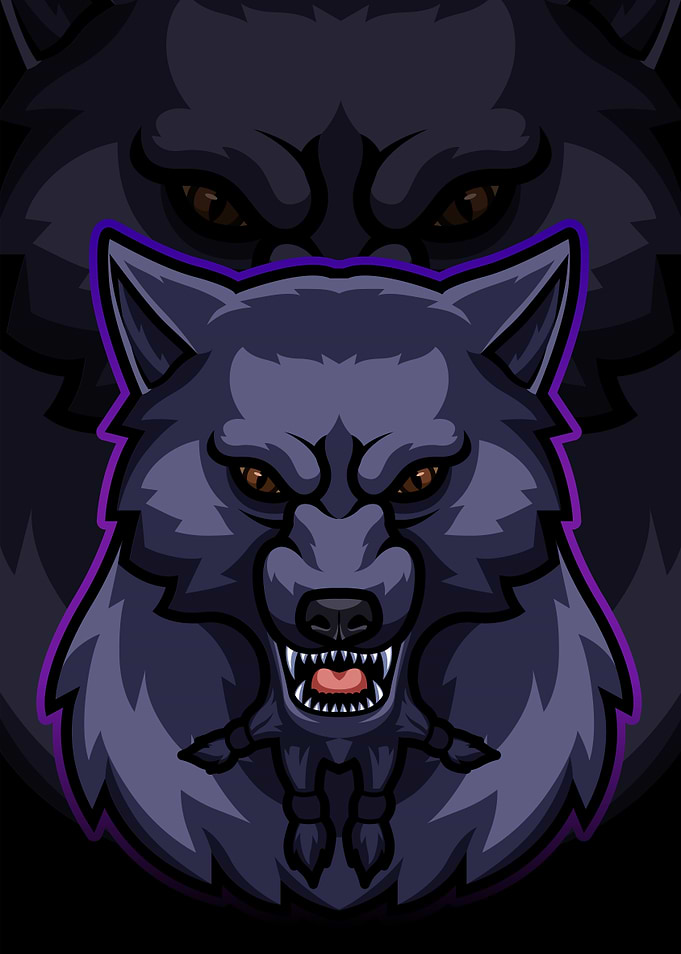 Wolf Head Dark Animated