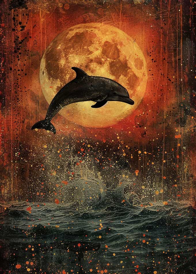 Moonlit Dolphin Leap