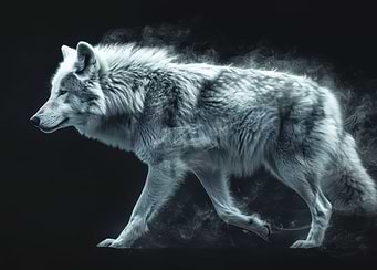 white wolf on black