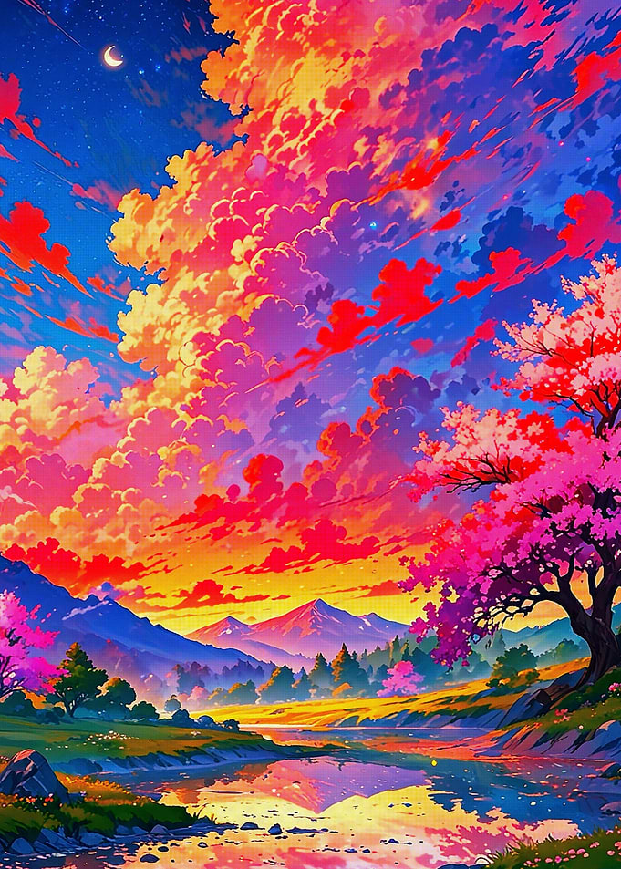 Sunset Cherry Blossom