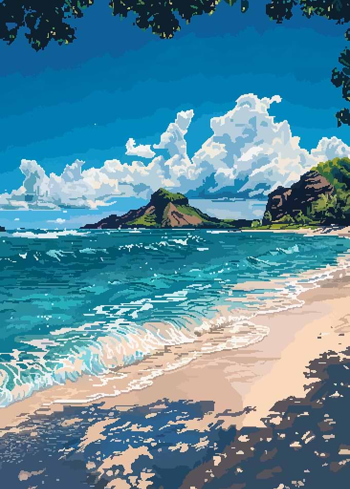 Lanikai Hawaii Pixel Art