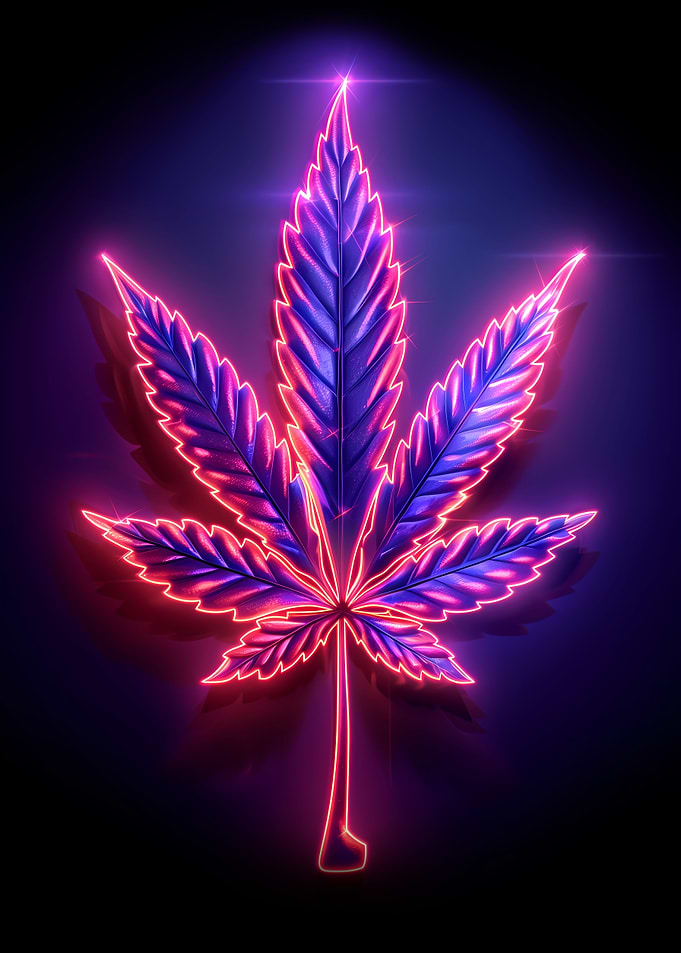 Neon marijuana leaf