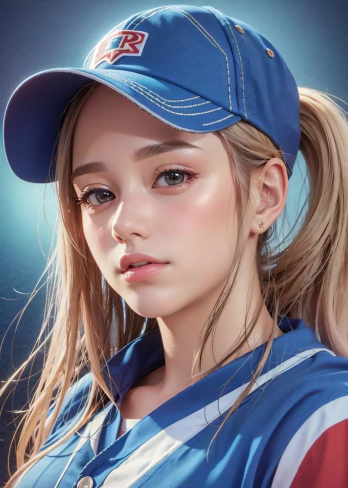Baseball Girl with Hat
