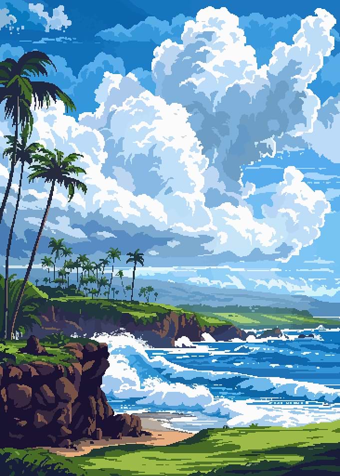 Kauai Hawaii Pixel Art
