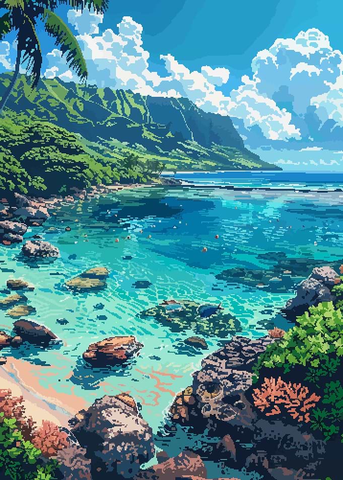 Hawaii Kauai Pixel Art