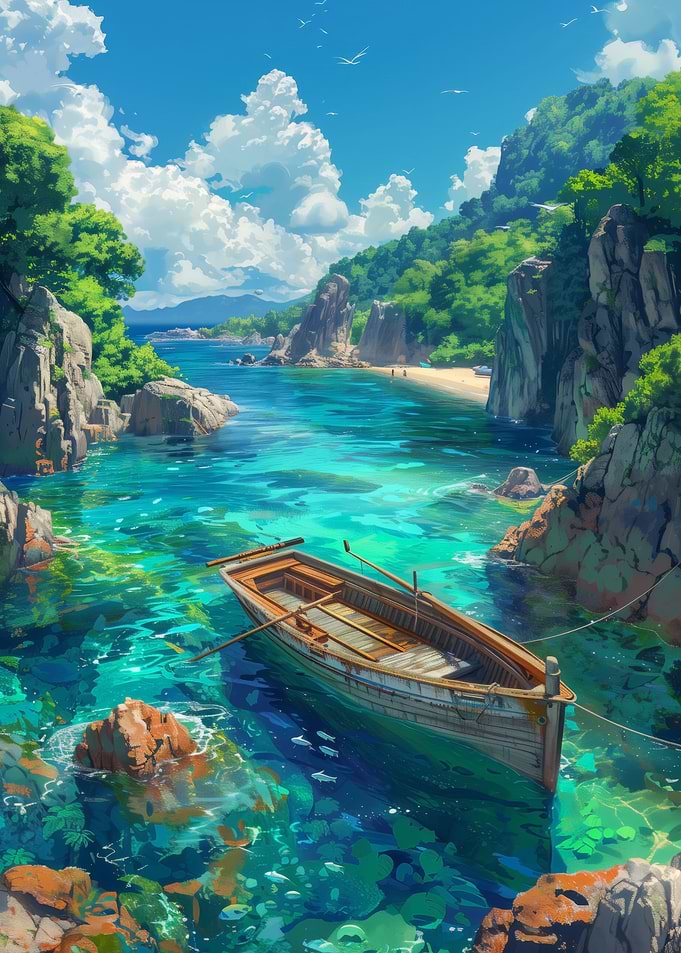 Wooden Boat Landscape