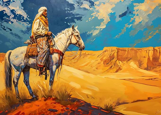 Desert nomad on horseback