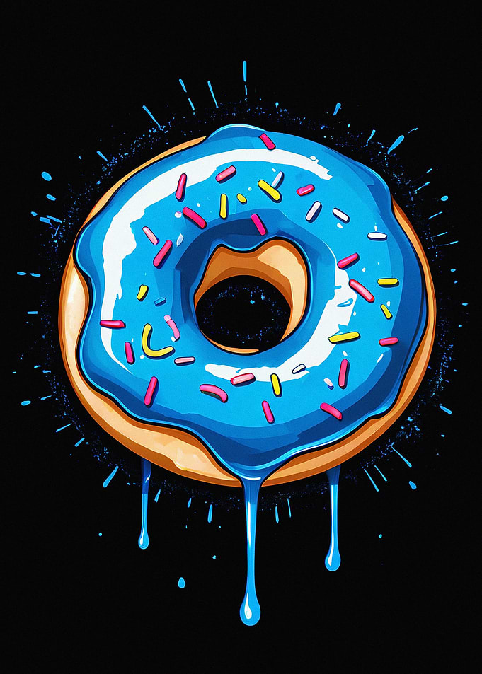 Blue Chalk Donut Painting