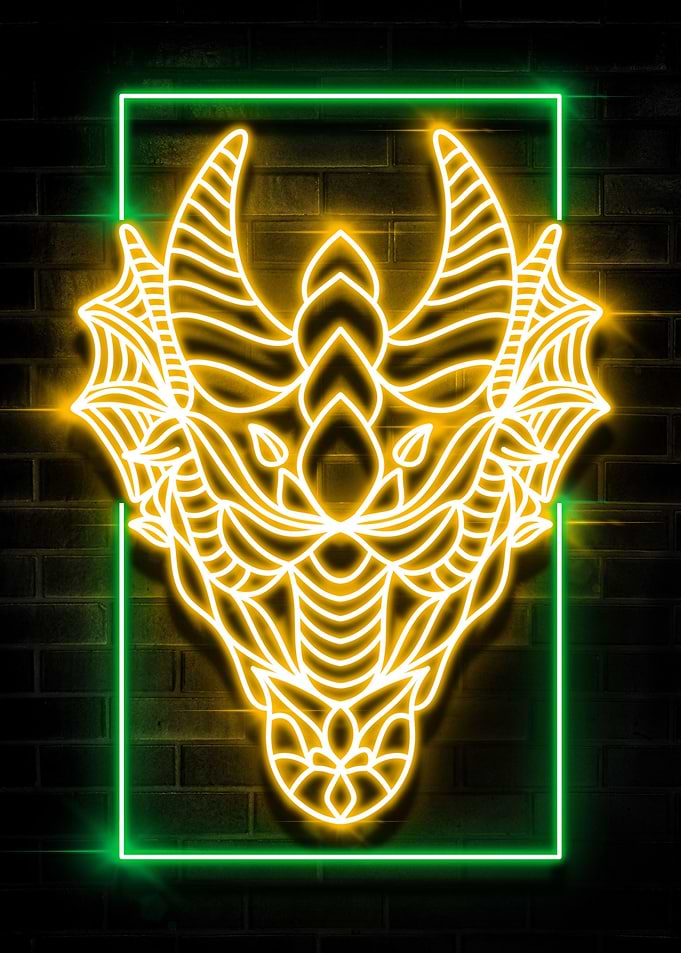 DRAGON HEAD NEON SIGN ART