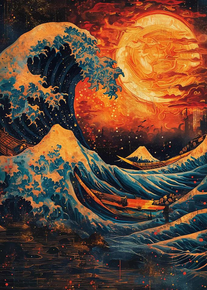 Great Wave Sunset Japan