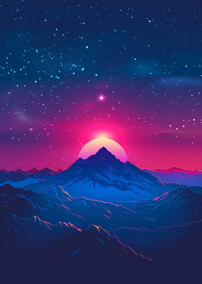 Retro Mountain Sky
