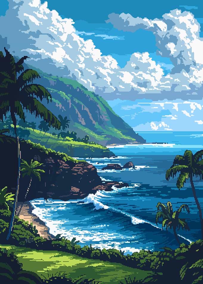 Hawaii Kauai Pixel Art
