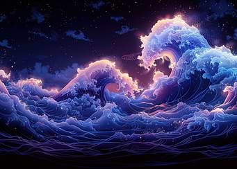 Neon color Ocean Wave