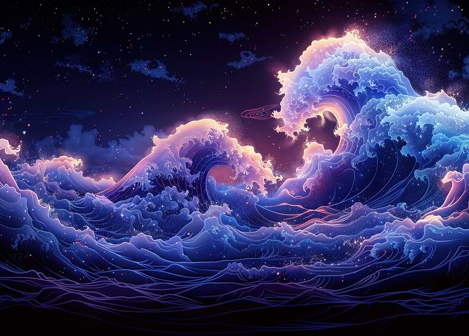 Neon color Ocean Wave
