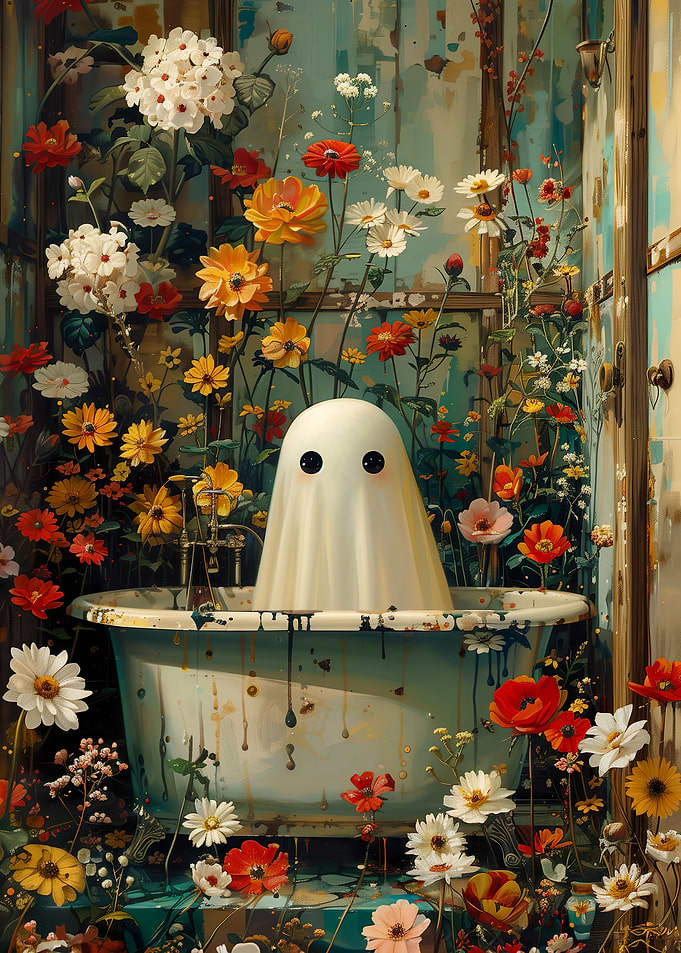 Floral Ghost in Bathtub