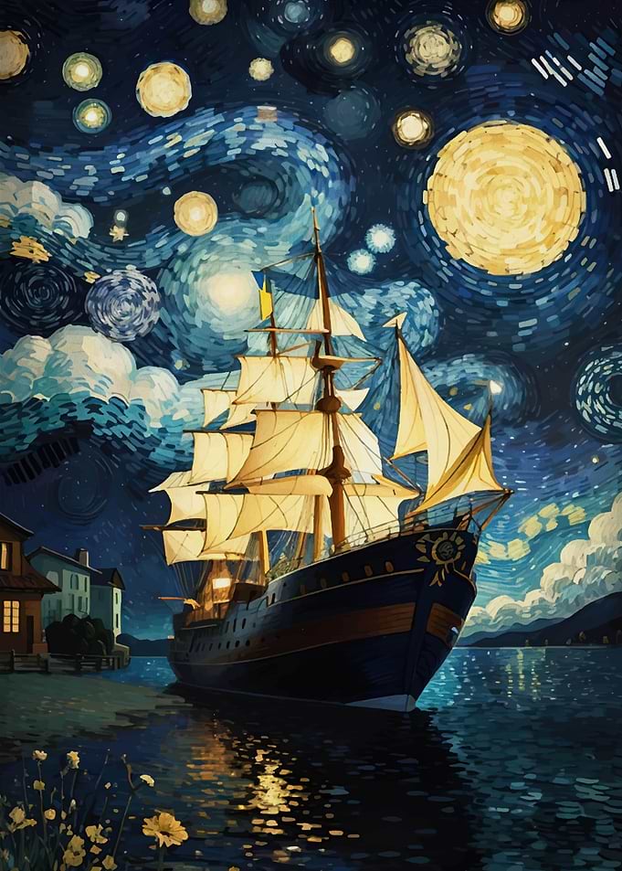 Pirate Ship Starry Night