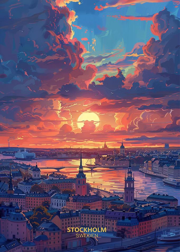Sunset in Stockholm Sweden